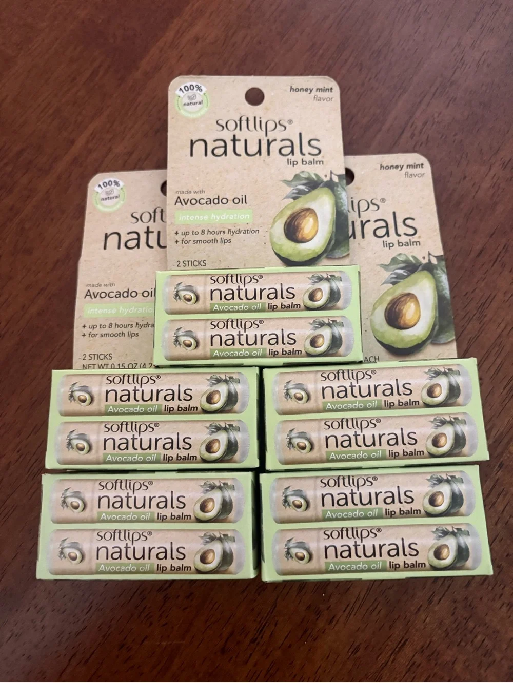 10x New Softlips Naturals Avocado Oil Lip Balm - Honey Mint flavor